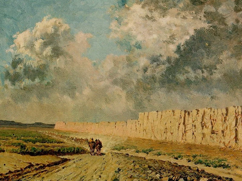 1855-Roberto Guastalla - Paesaggio roccioso con cammellieri